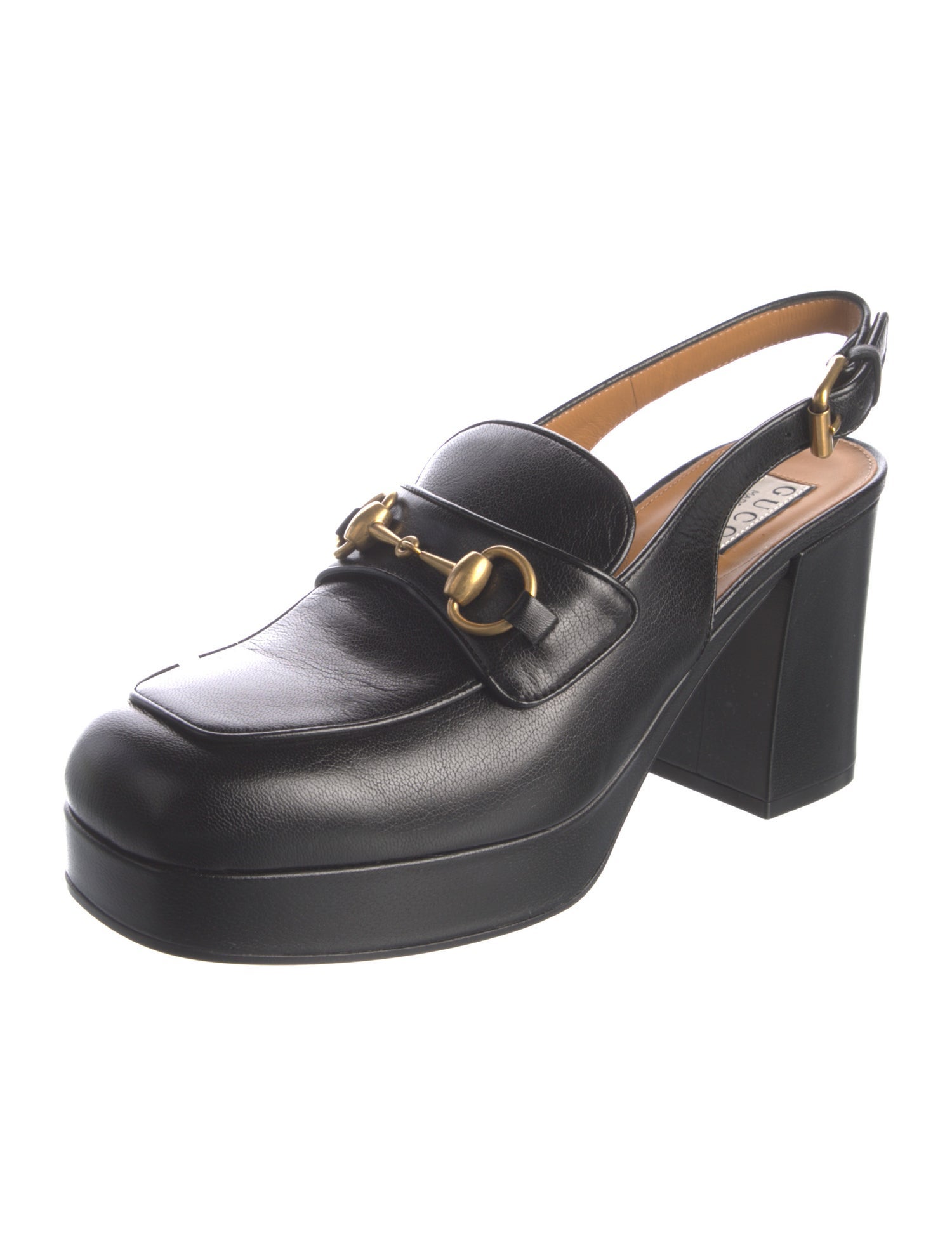 Gucci Horsebit Accent Goat Leather Slingback Pumps