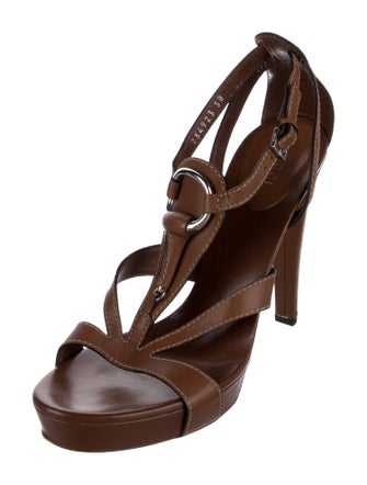 Gucci Hasler Horsebit Accent Leather Slingback Sandals