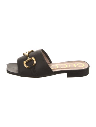 Gucci Horsebit Accent Leather Slides