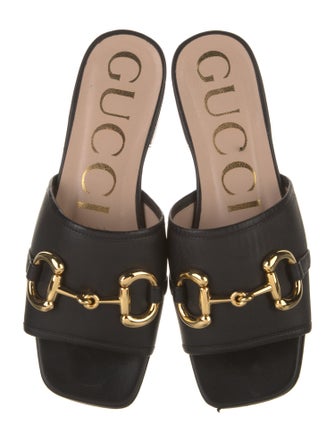 Gucci Horsebit Accent Leather Slides
