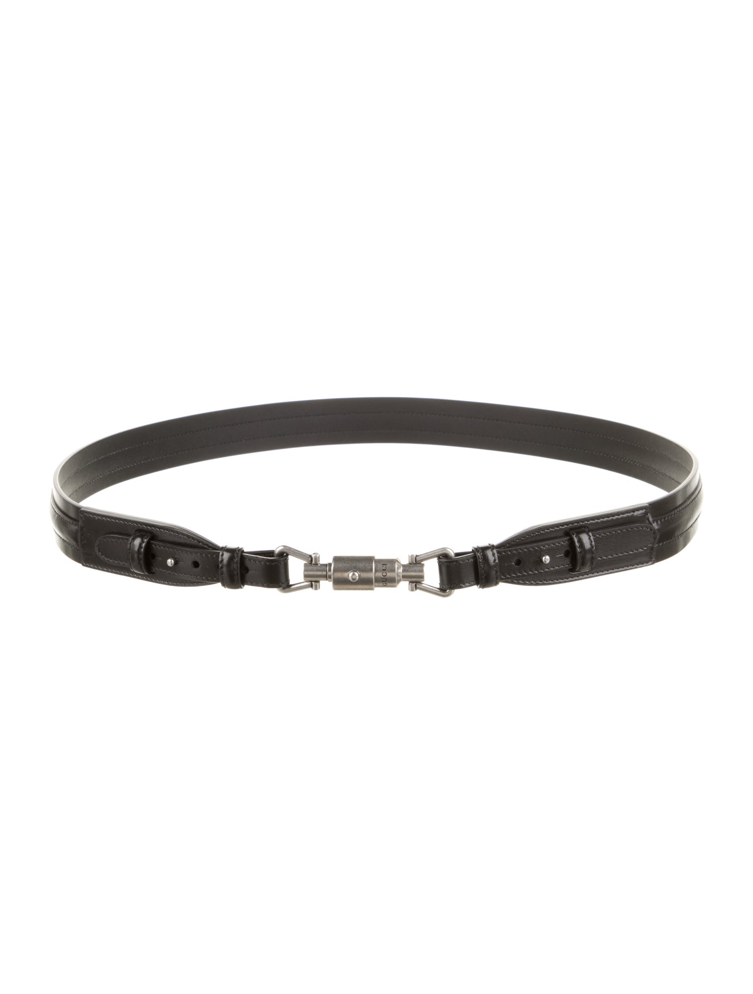 Gucci Leather Silver-Tone Belt