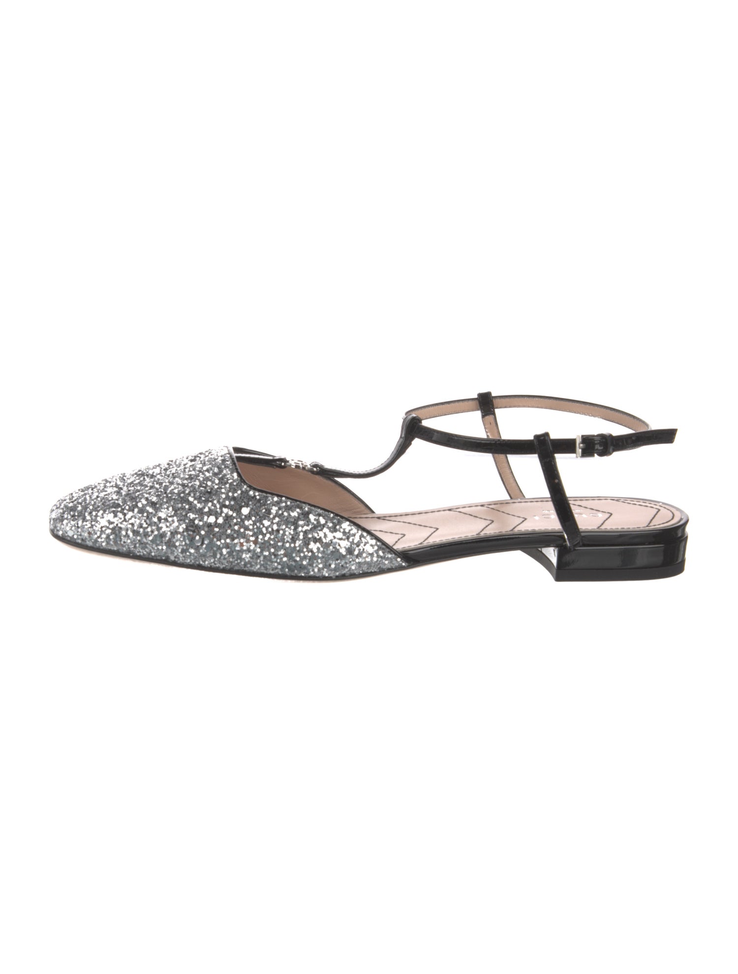 Gucci Double G Logo Glitter Slingback Flats
