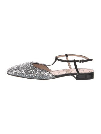 Gucci Double G Logo Glitter Slingback Flats