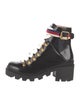 Gucci Sylvie Web Accent Leather Combat Boots