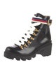 Gucci Sylvie Web Accent Leather Combat Boots