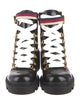 Gucci Sylvie Web Accent Leather Combat Boots