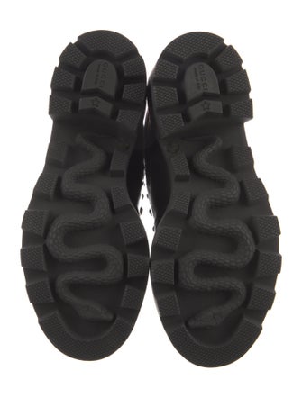 Gucci Sylvie Web Accent Leather Combat Boots