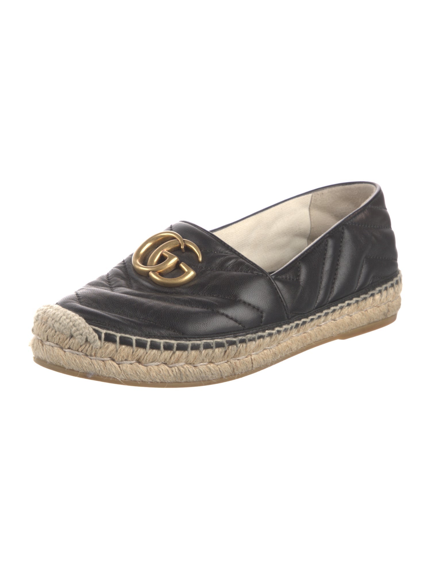 Gucci Double G Logo Leather Espadrilles