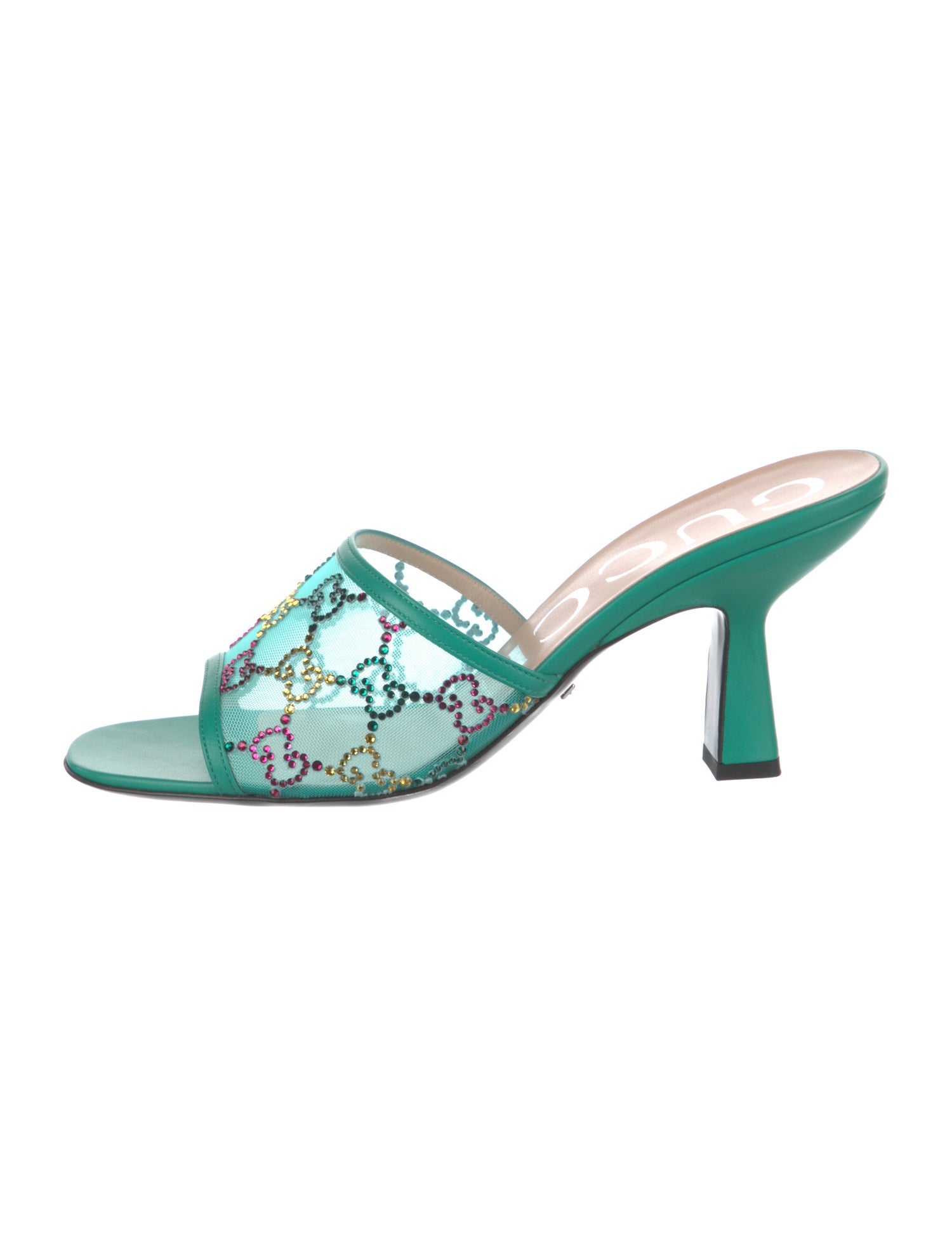 Gucci Mesh Crystal Embellishments Slides