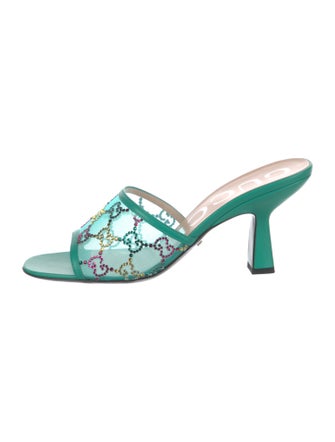 Gucci Mesh Crystal Embellishments Slides