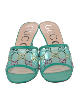Gucci Mesh Crystal Embellishments Slides