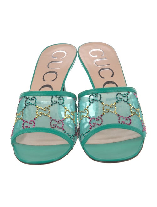 Gucci Mesh Crystal Embellishments Slides