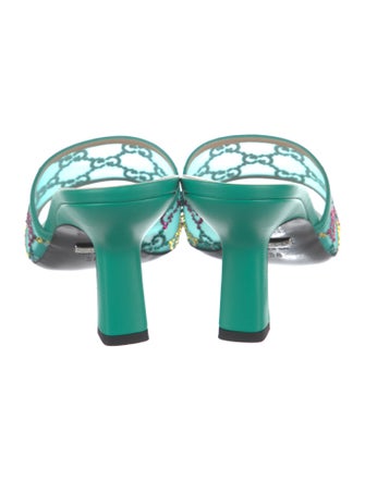 Gucci Mesh Crystal Embellishments Slides