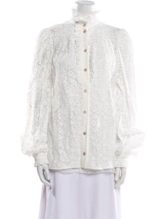 Gucci 2021 Lace Button-Up Top