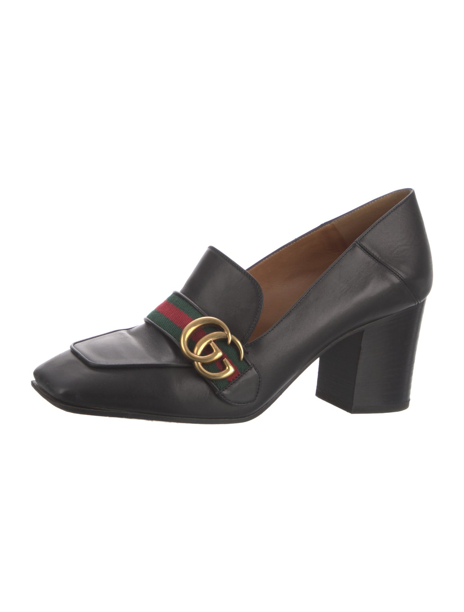 Gucci Web Accent Leather Pumps