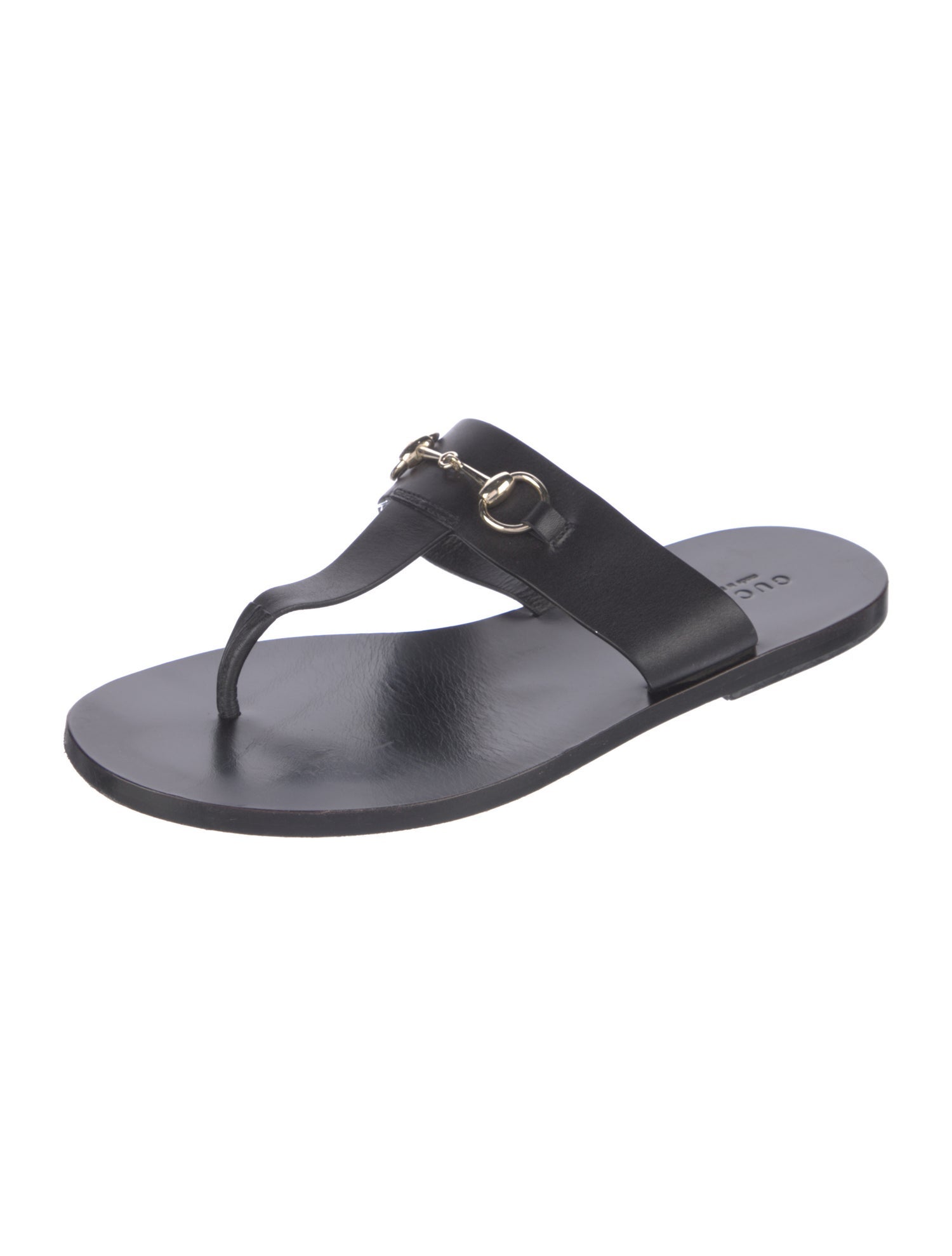 Gucci Horsebit Accent Leather T-Strap Sandals