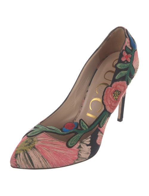 Gucci Flora Print Embroidered Accent Pumps