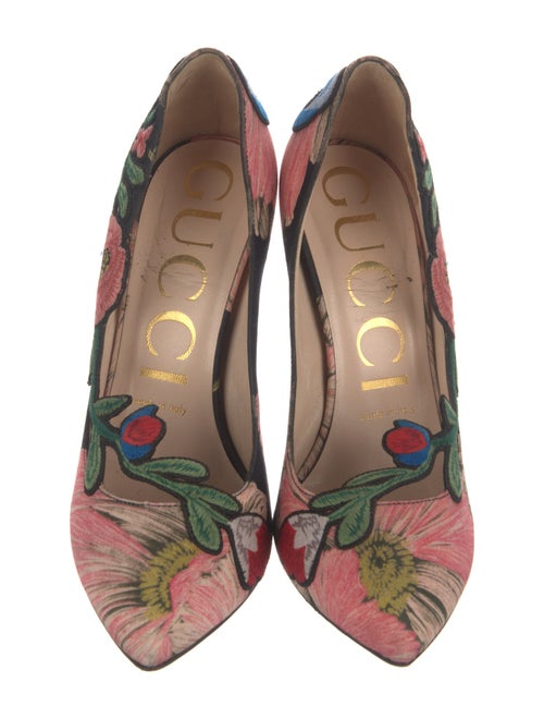 Gucci Flora Print Embroidered Accent Pumps