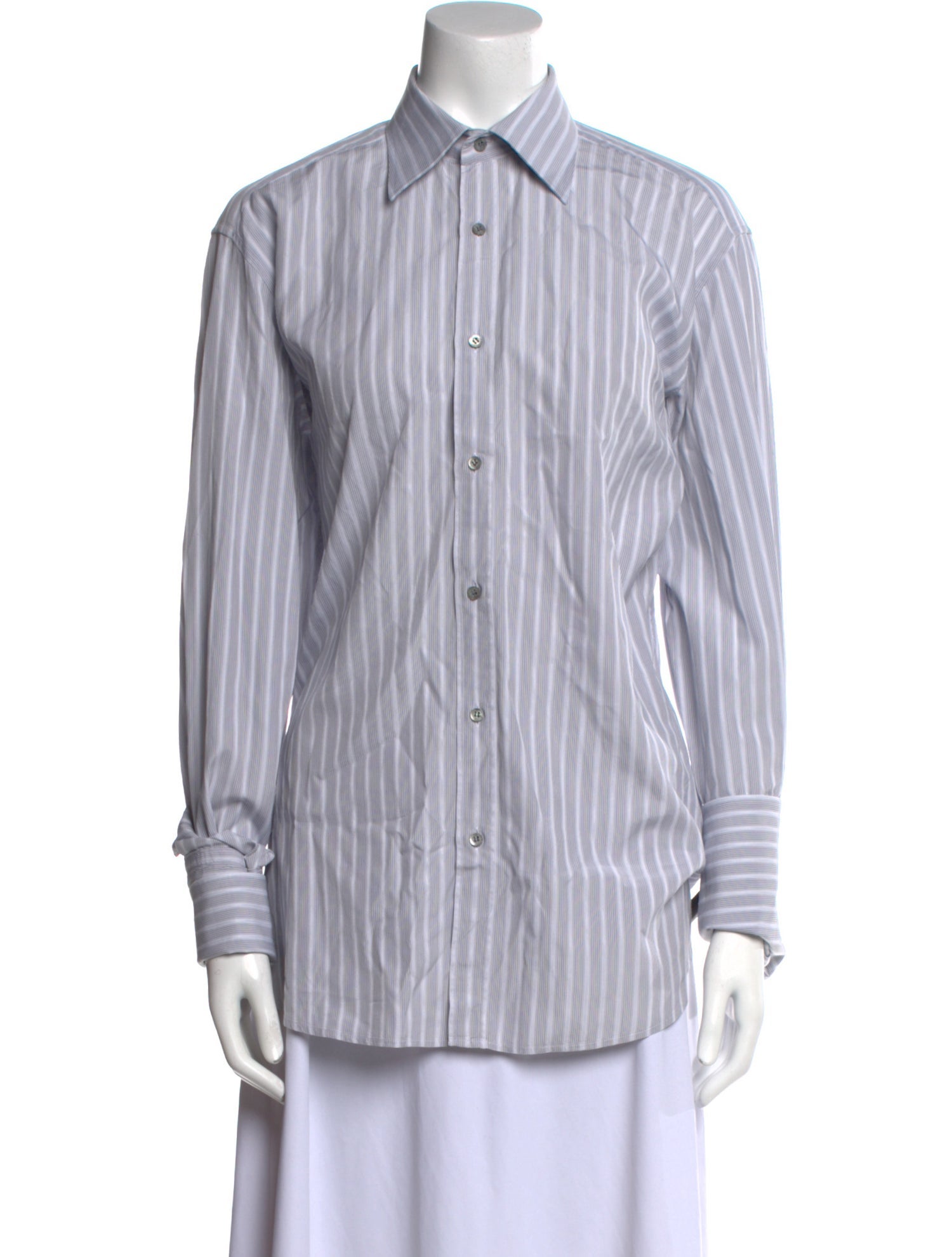 Gucci Striped Long Sleeve Button-Up Top