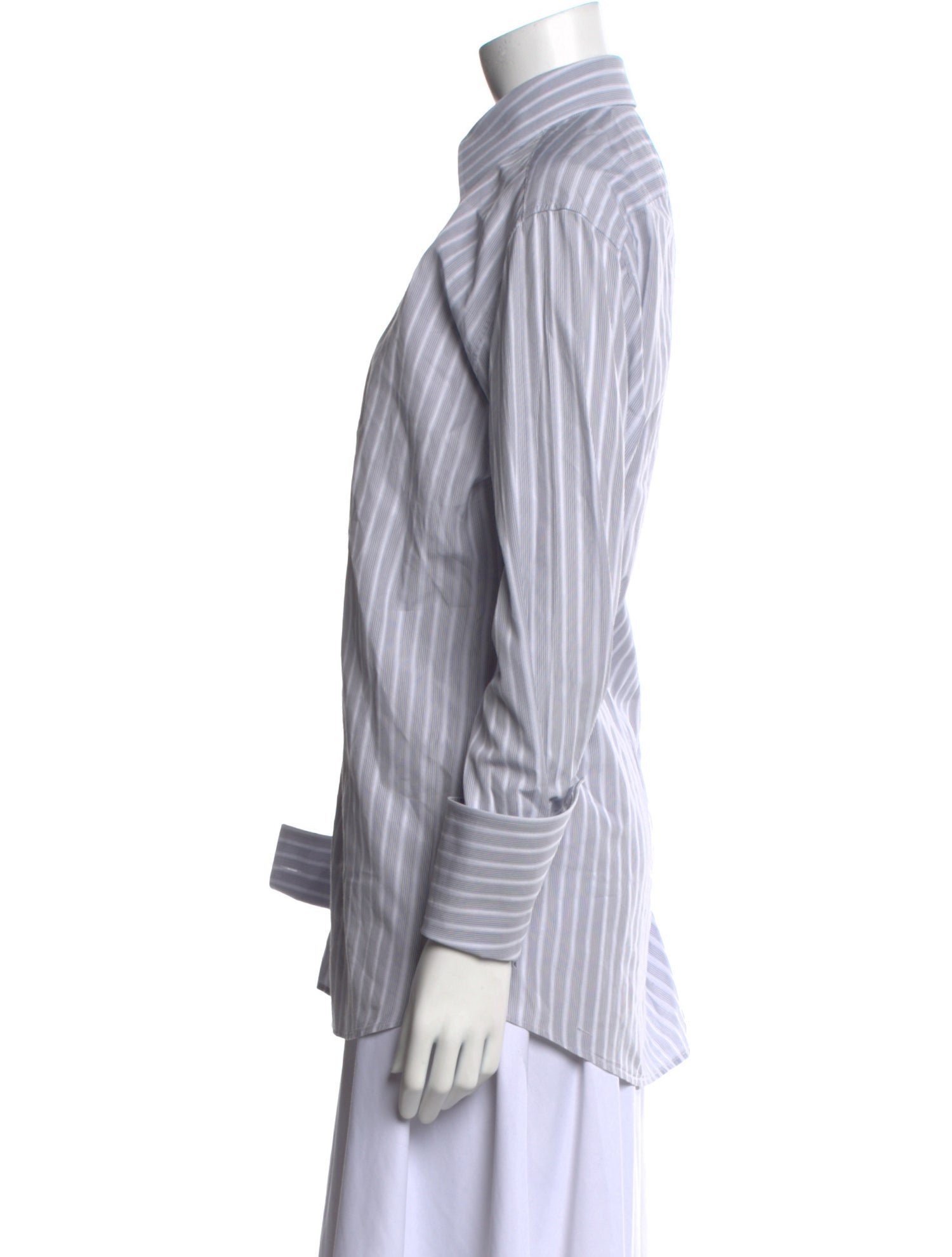 Gucci Striped Long Sleeve Button-Up Top