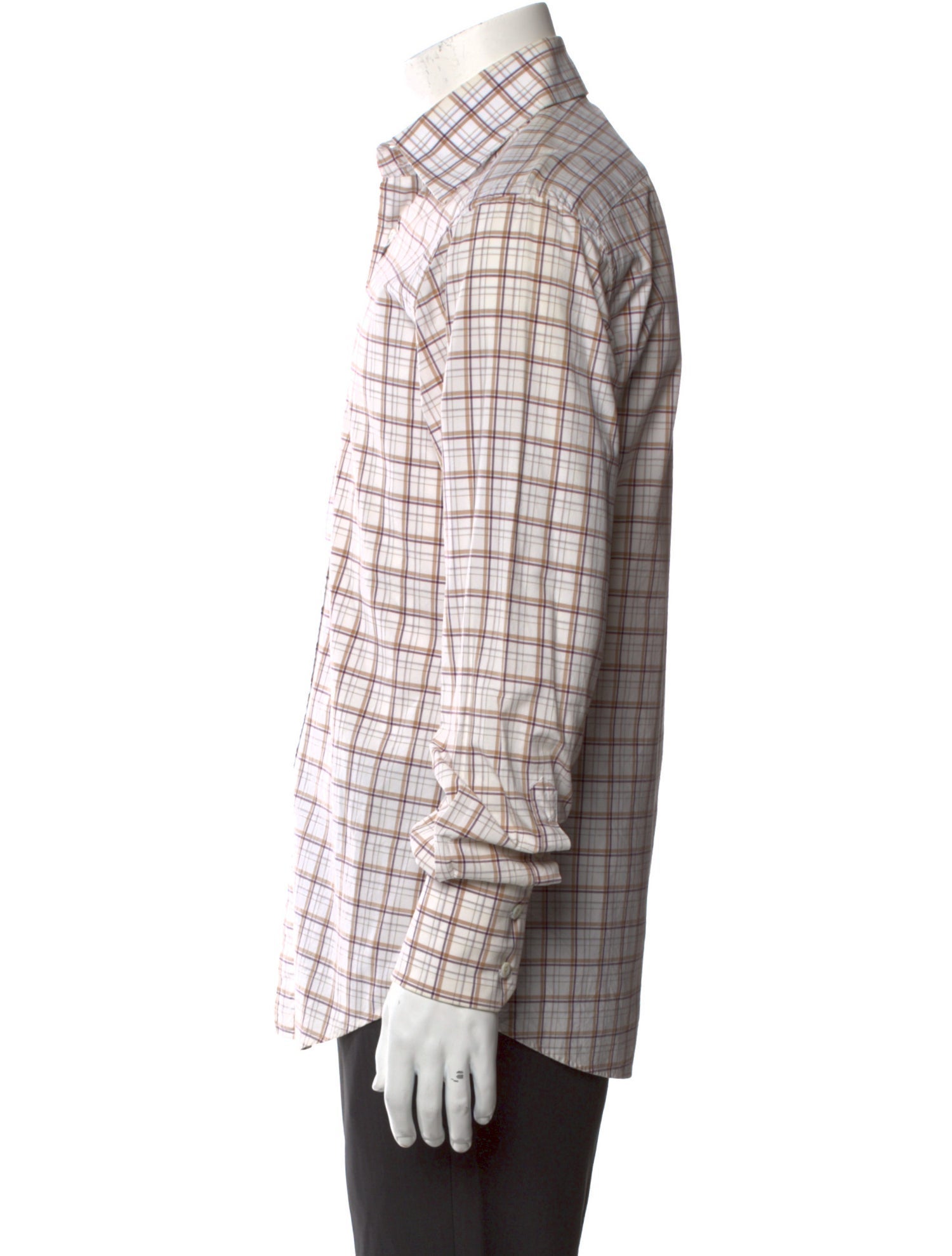 Gucci Plaid Print Long Sleeve Dress Shirt