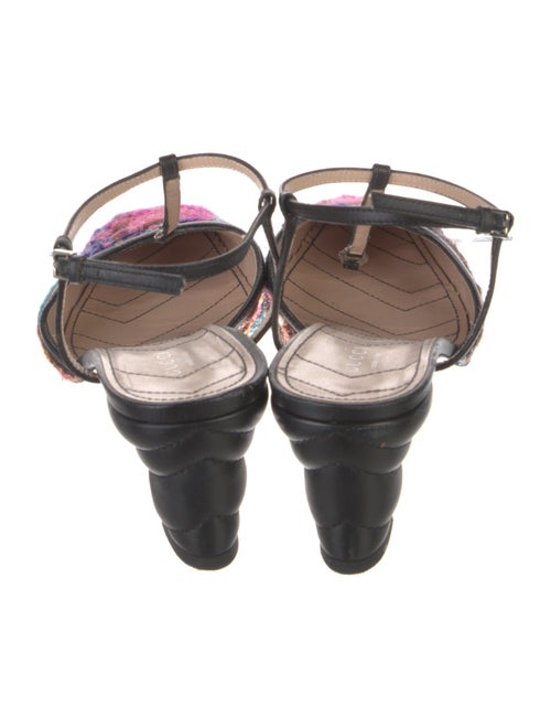 Gucci Double G Logo Tweed T-Strap Pumps