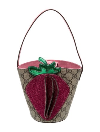 Gucci GG Supreme Monogram 3-D Strawberry Bucket Bag