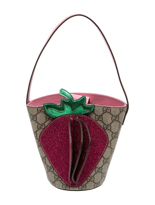 Gucci GG Supreme Monogram 3-D Strawberry Bucket Bag