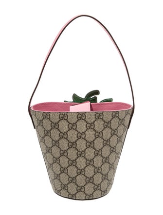 Gucci GG Supreme Monogram 3-D Strawberry Bucket Bag