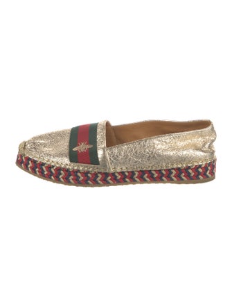 Gucci Web Accent Leather Loafers