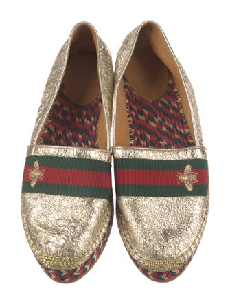 Gucci Web Accent Leather Loafers