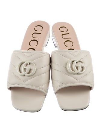 Gucci Double G Logo Leather Slides
