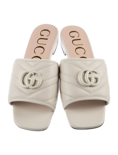 Gucci Double G Logo Leather Slides