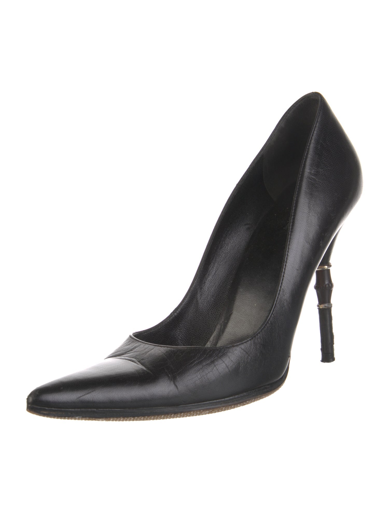 Gucci Bamboo Accent Leather Pumps