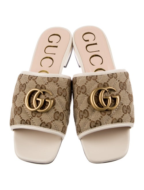 Gucci Quilted Pattern Canvas Slides
