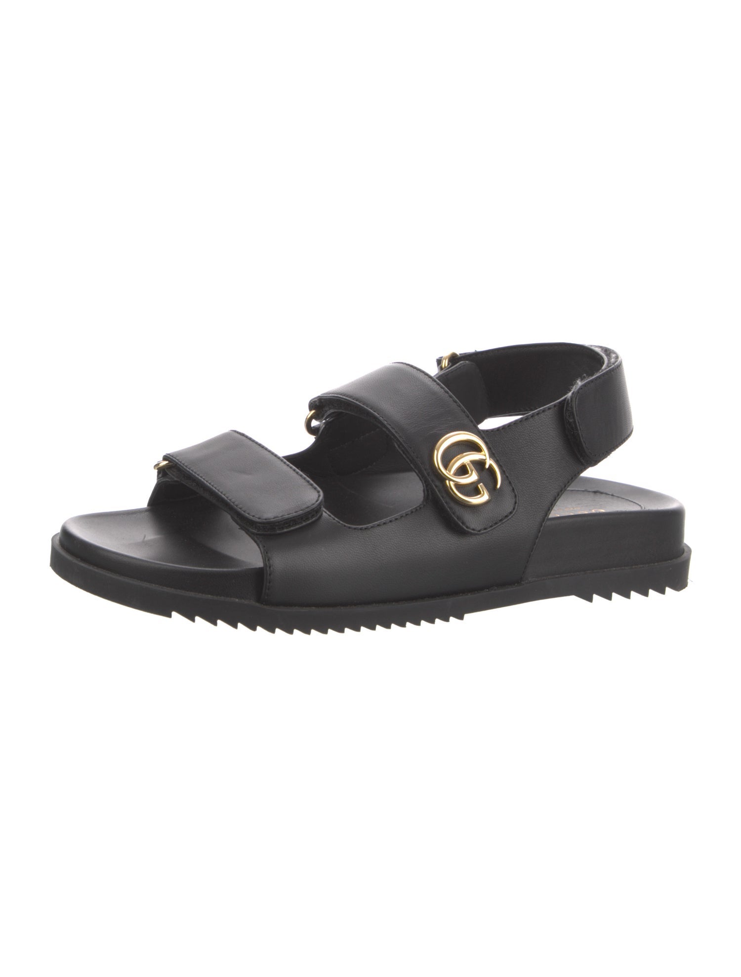 Gucci Double G Logo Leather Slingback Sandals
