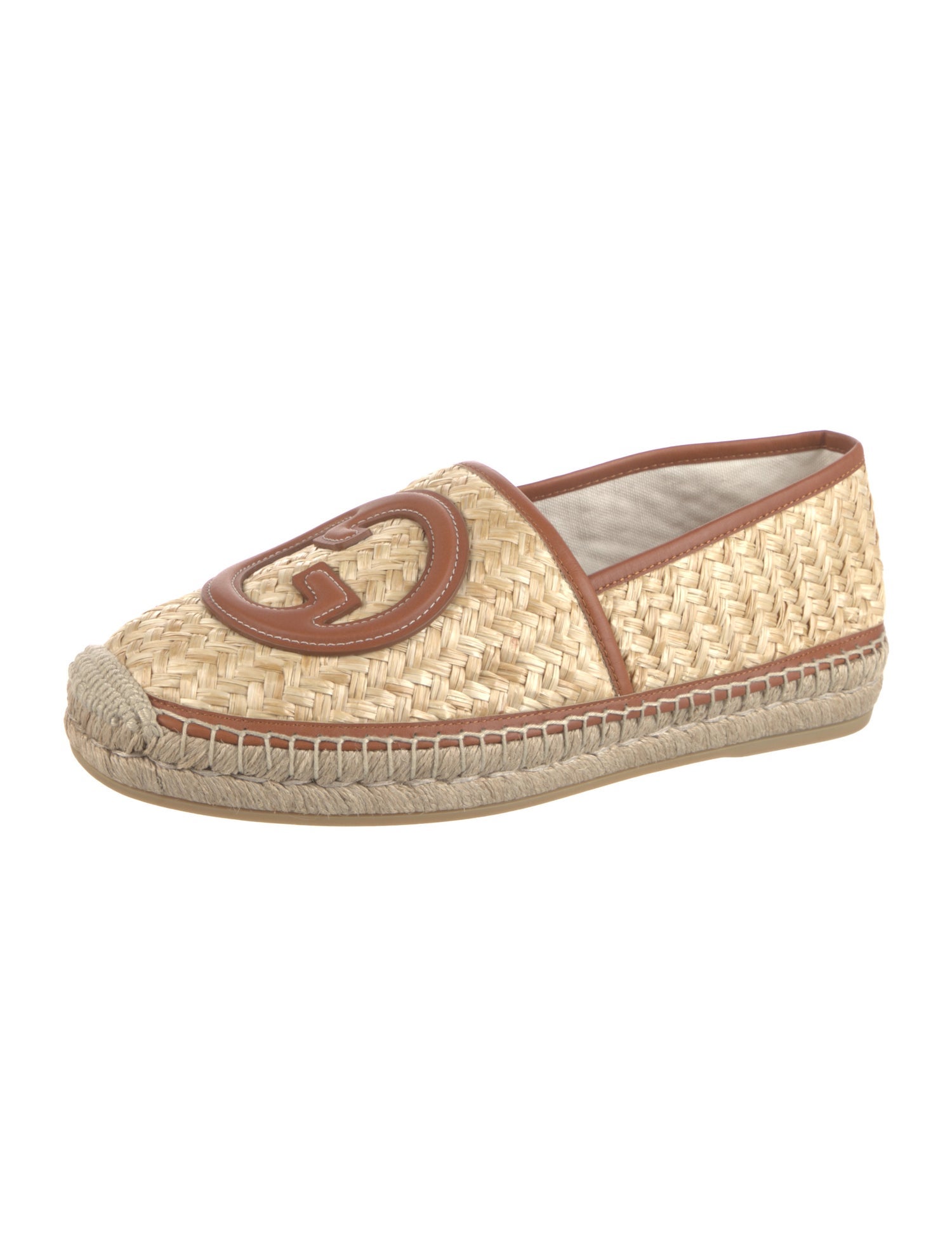 Gucci Interlocking G Logo Straw Espadrilles w/ Tags