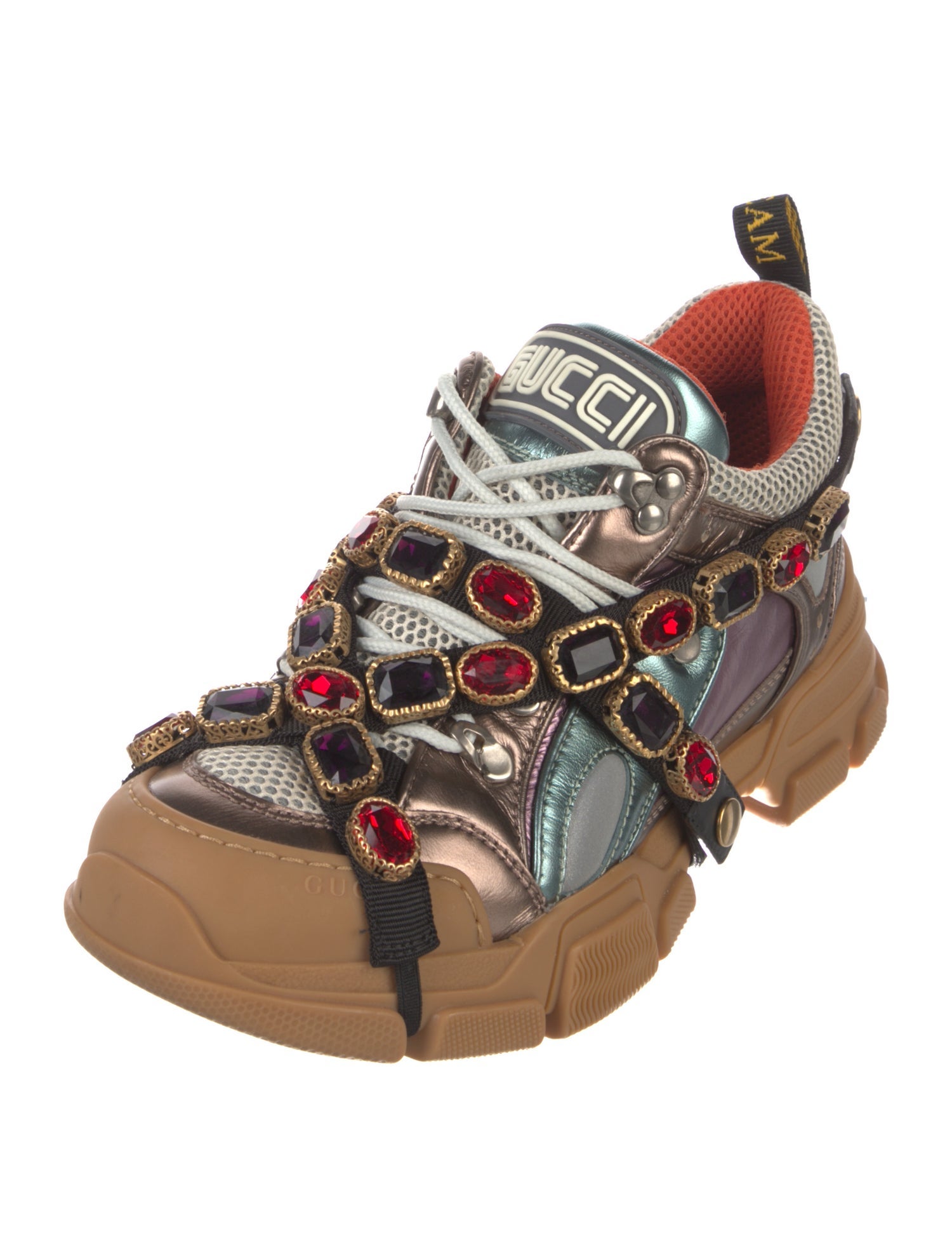 Gucci Leather Colorblock Pattern Chunky Sneakers