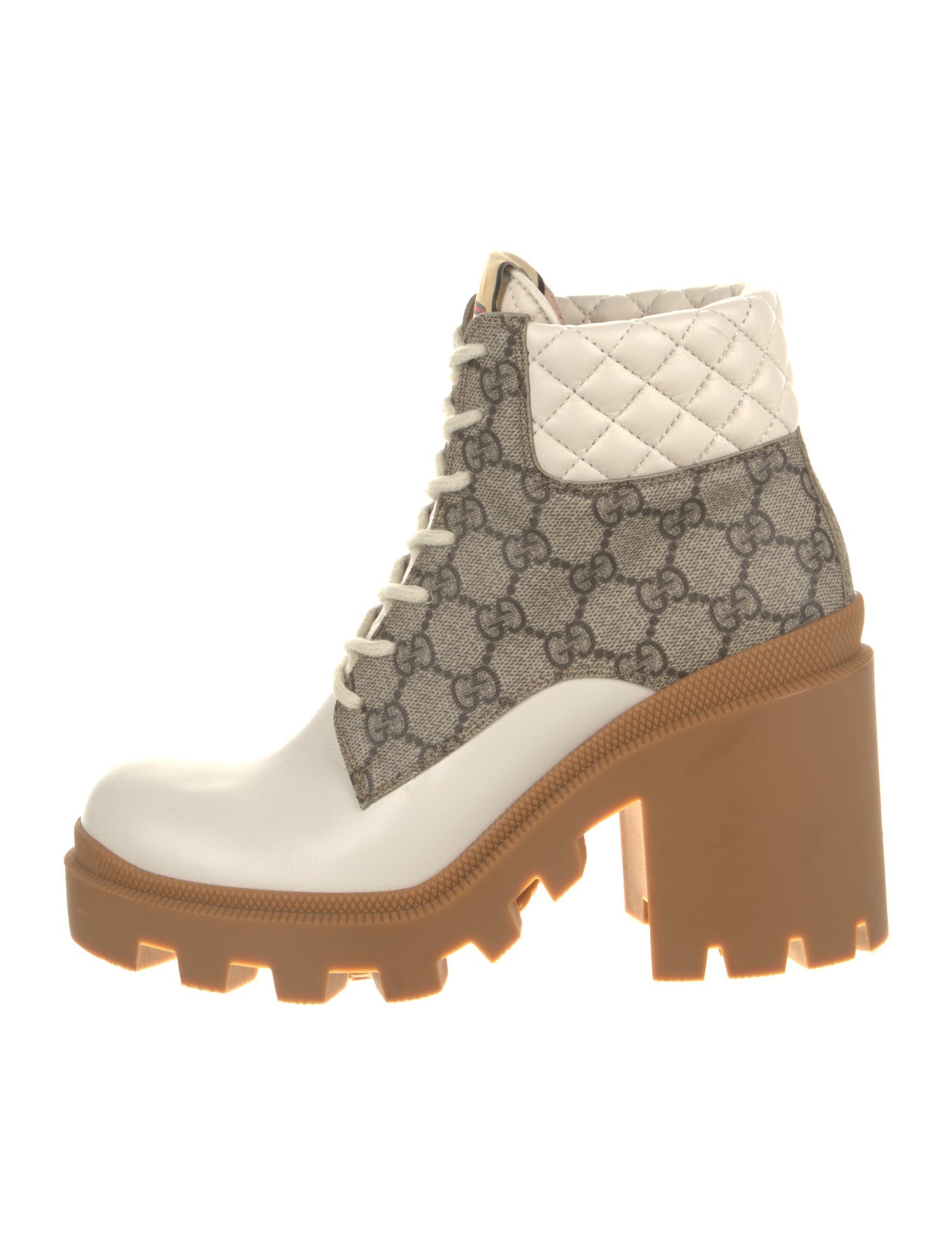 Gucci Leather Printed Lace-Up Boots