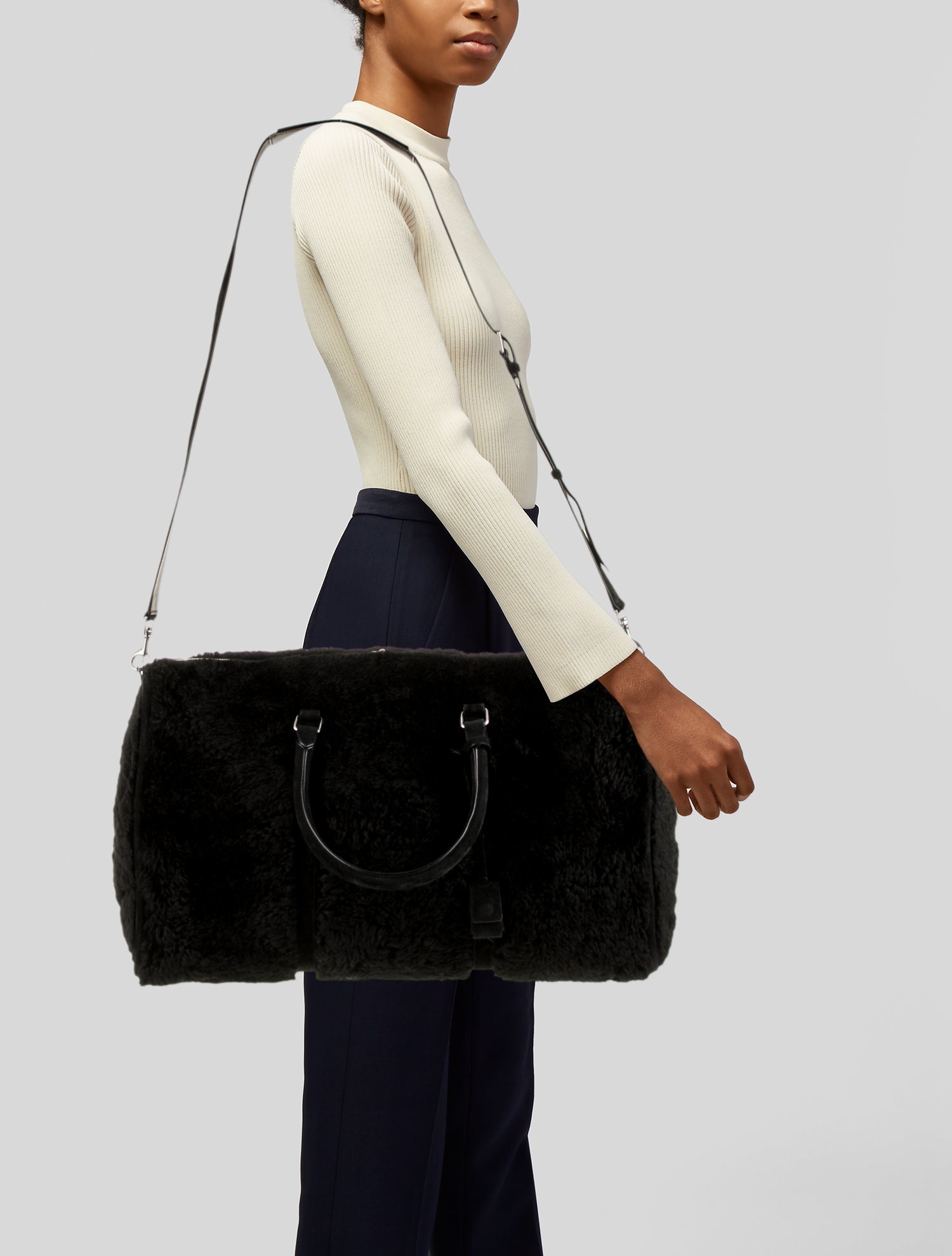Saint Laurent Shearling BLACK Duffel bag 2023