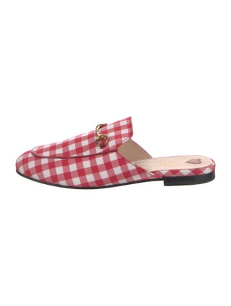 Gucci Horsebit Accent Plaid Print Mules