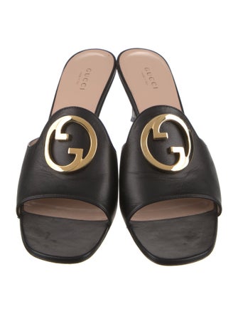 Gucci Interlocking G Logo Leather Slides