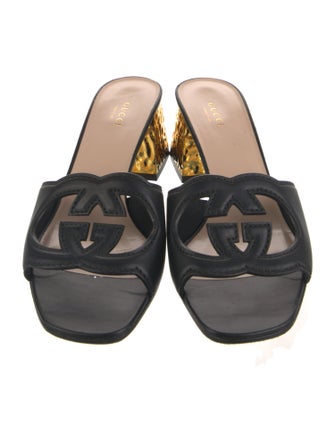 Gucci Interlocking G Logo Leather Slides