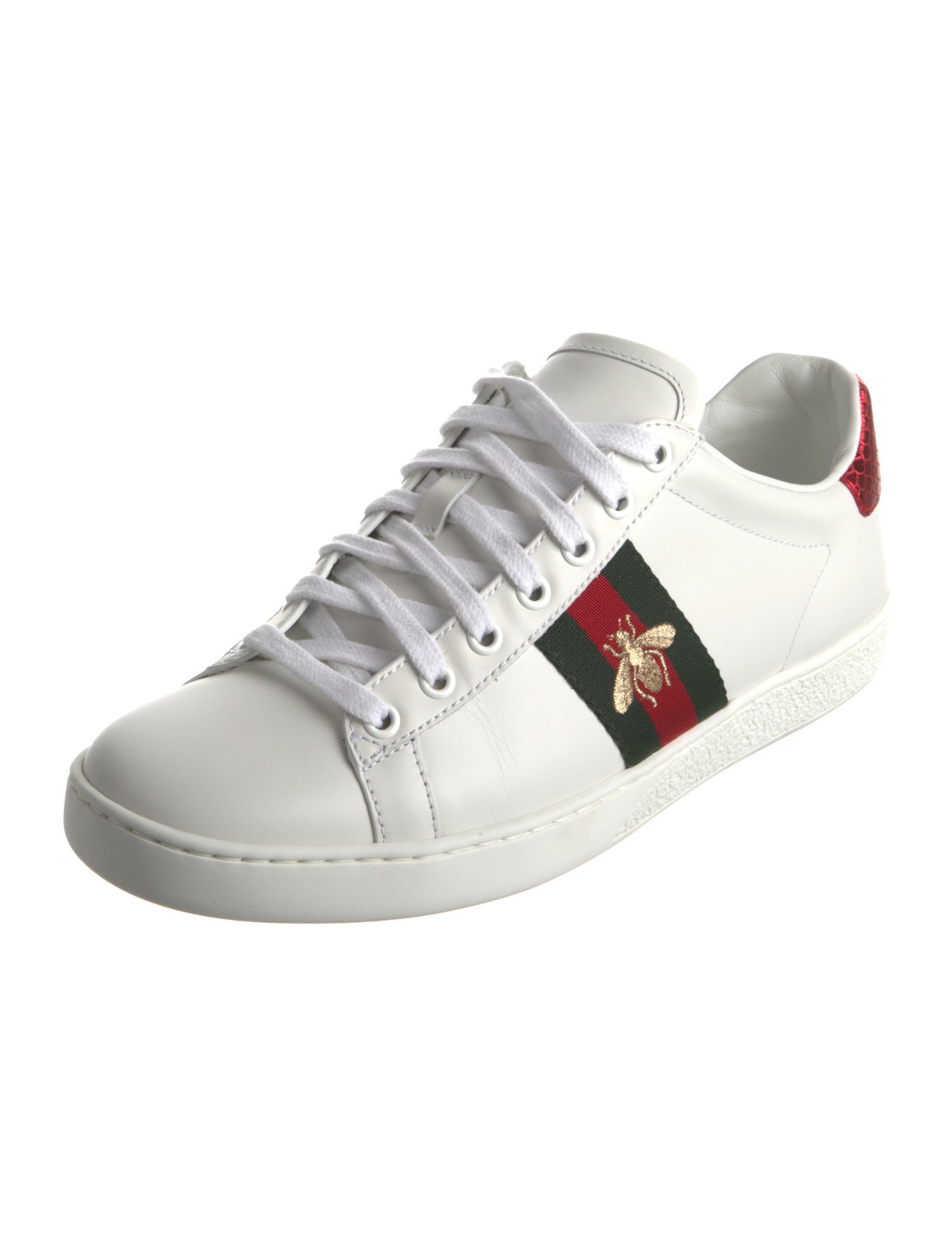 Gucci Web Accent Leather Sneakers