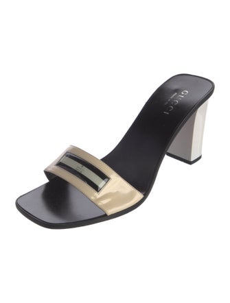 Gucci Leather Graphic Print Slides