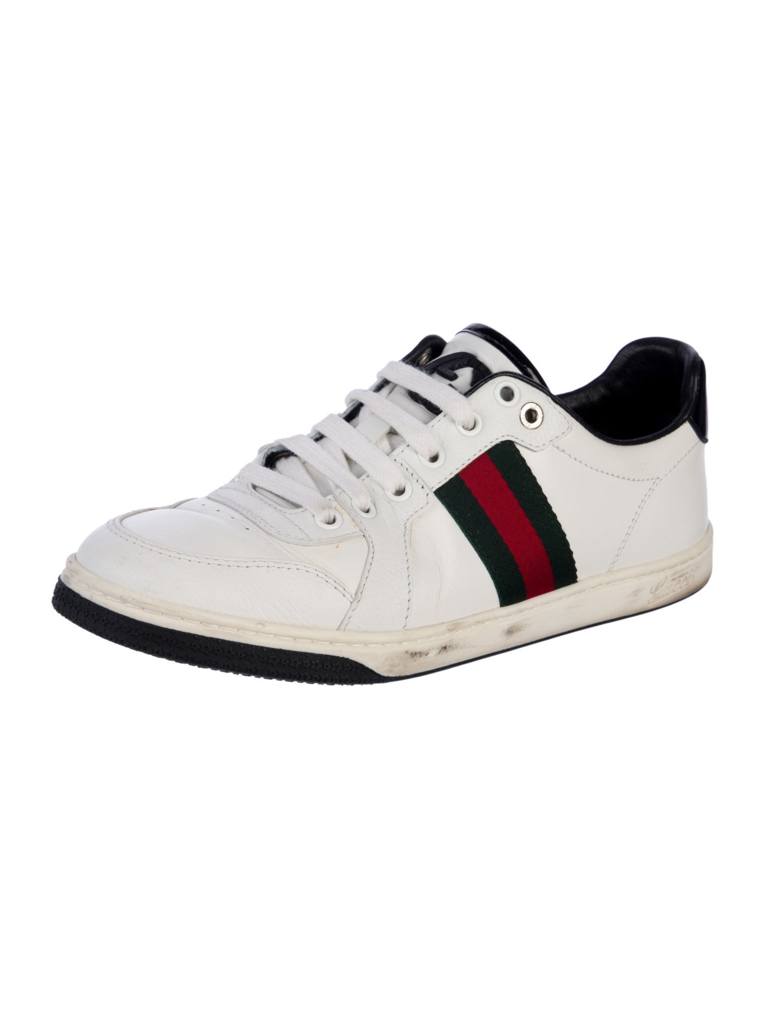 Gucci Web Accent Leather Sneakers