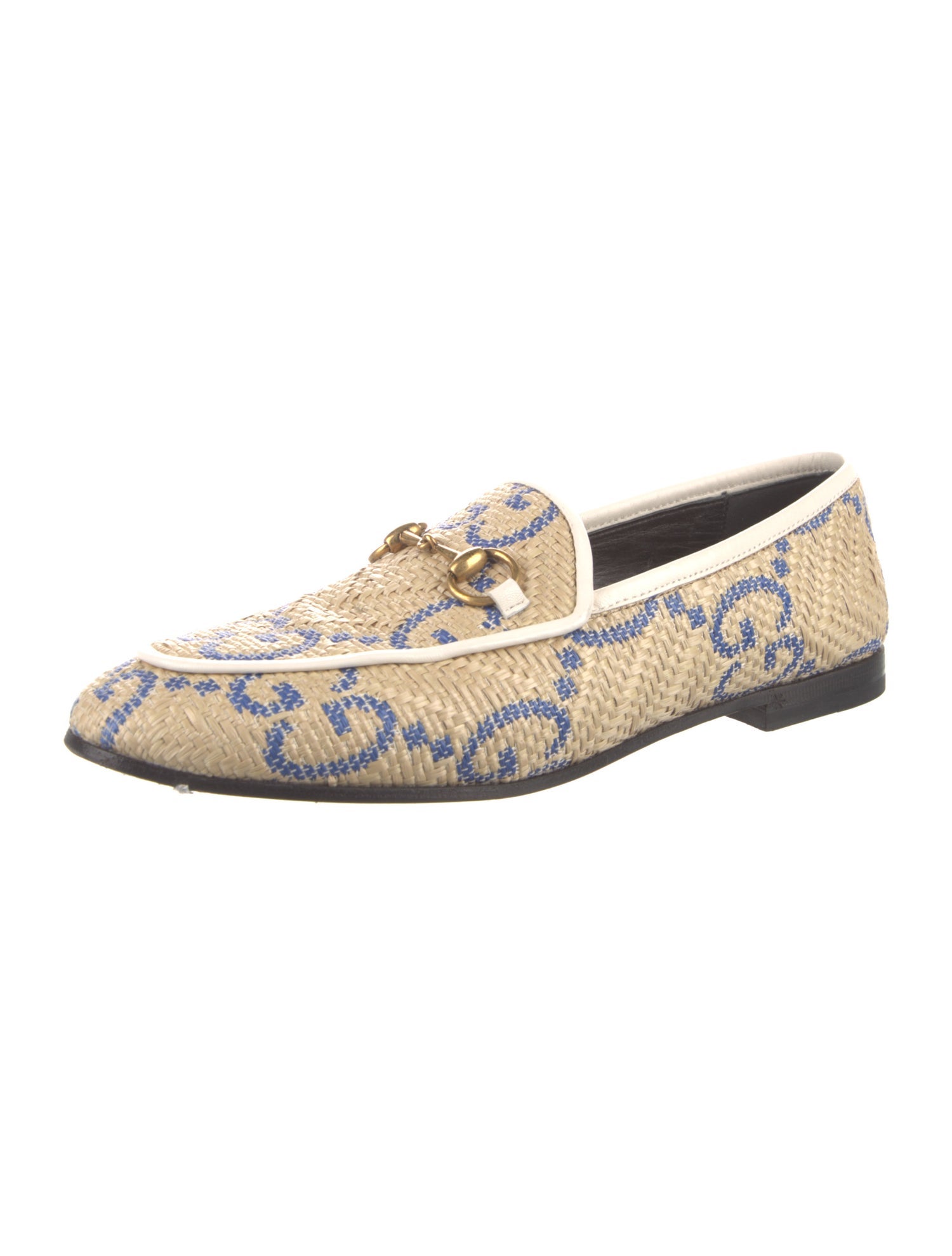 Gucci GG Logo Raffia Loafers