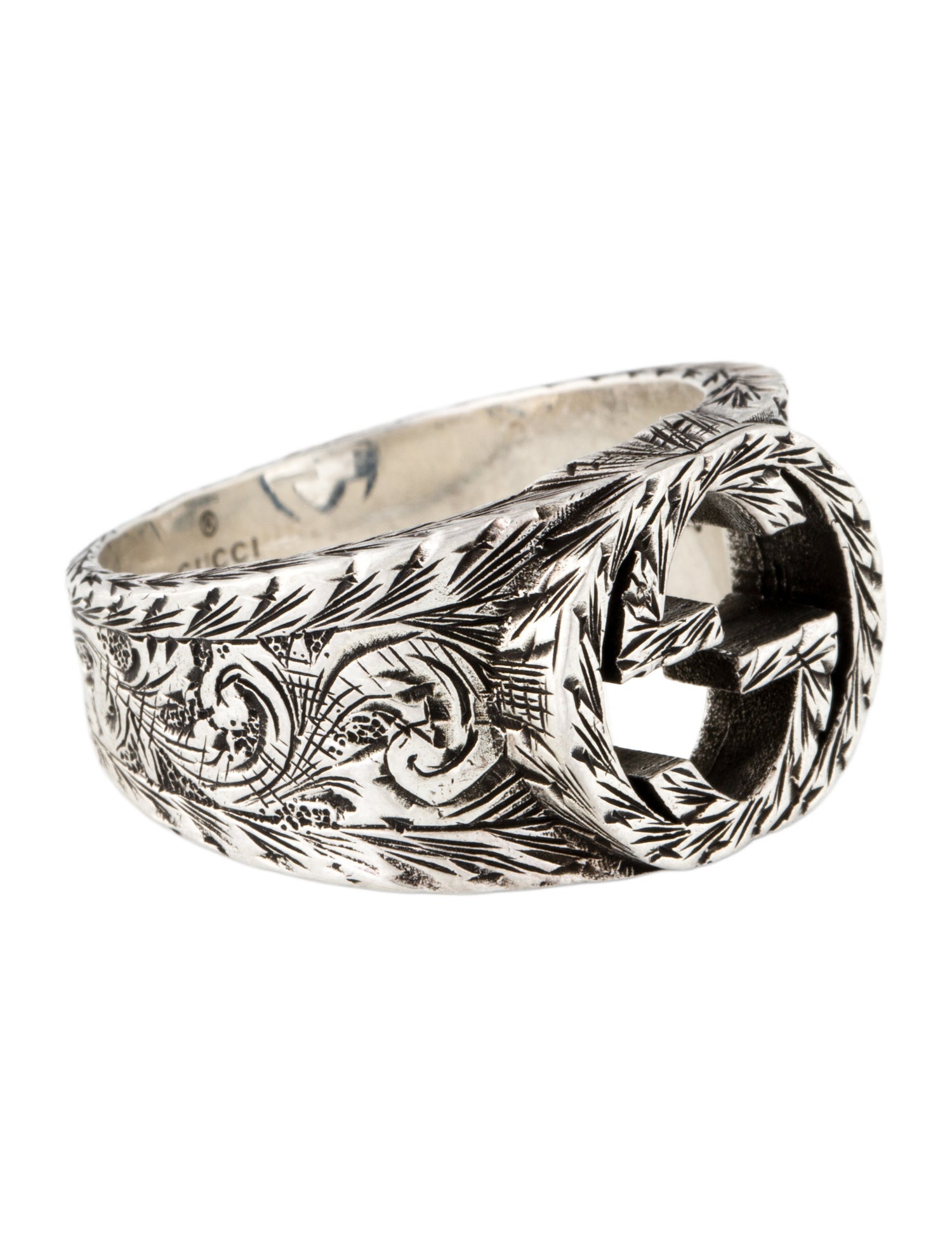 Gucci Interlocking GG Engraved Paisley Signet Ring