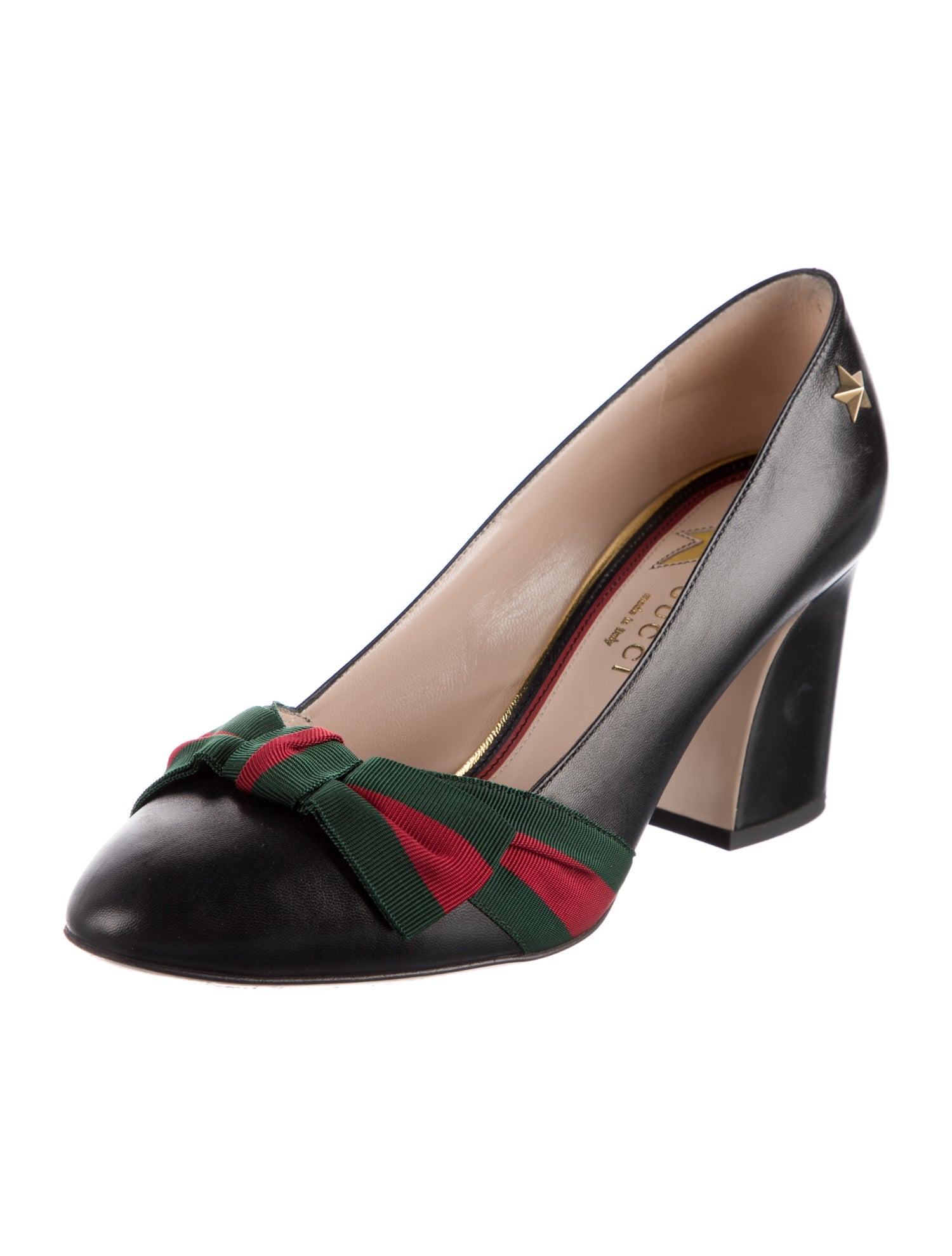 Gucci Web Accent Leather Pumps