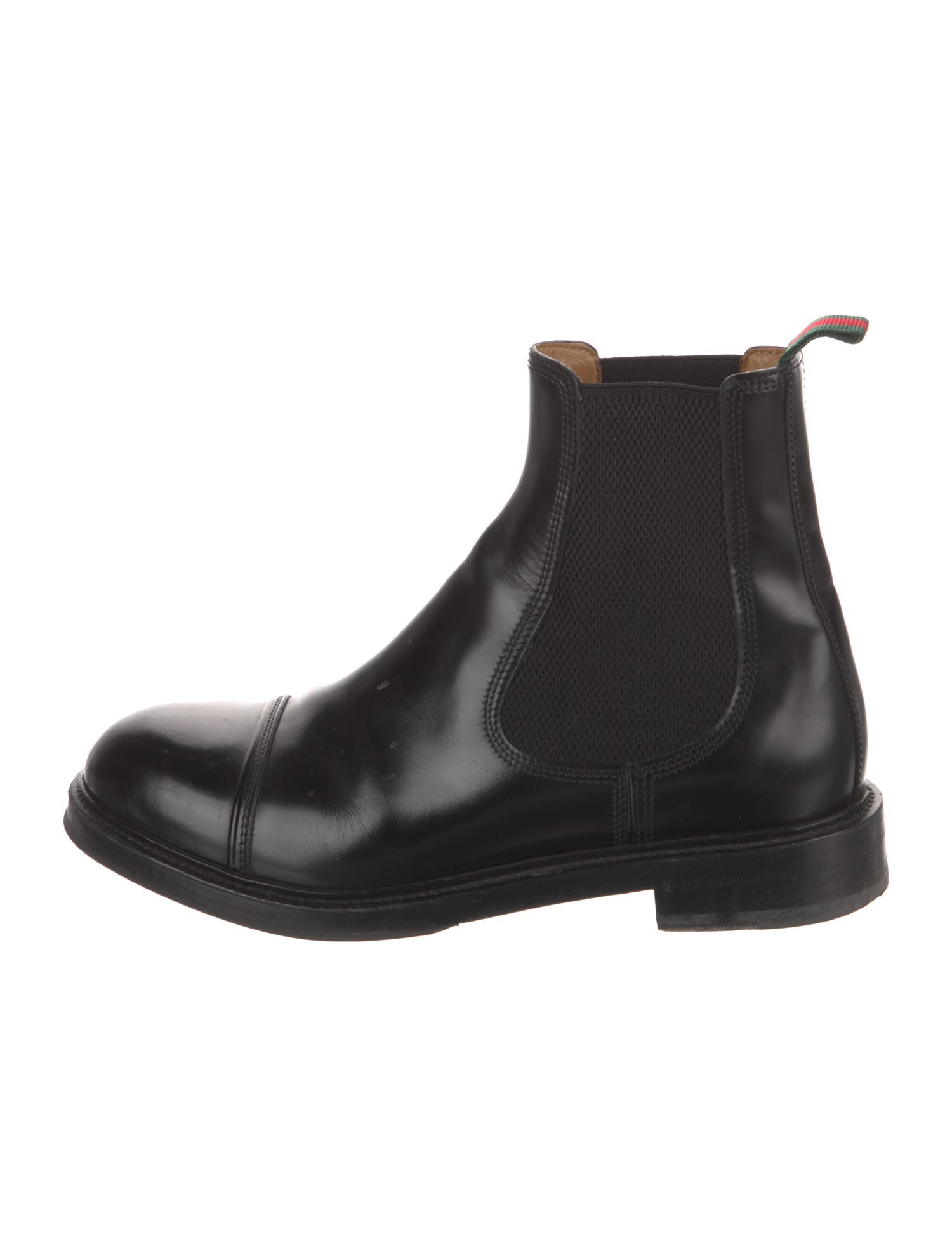Gucci Web Accent Leather Chelsea Boots